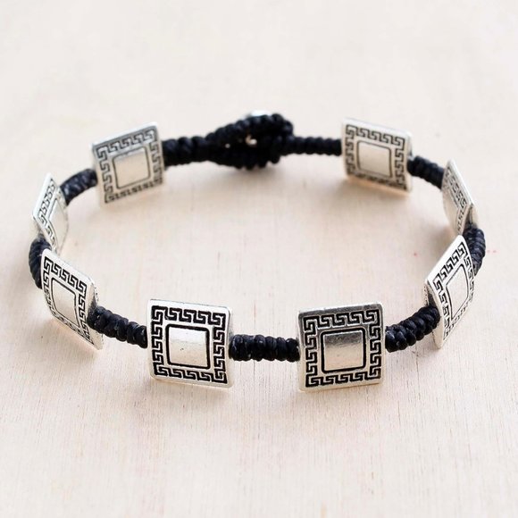 Greek Key Square Alloy Bracelet - Picture 1 of 3